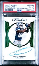 2020 PANINI FLAWLESS FLAWLESS RC SIGNATURES EMERALD CEEDEE LAMB 1/3 PSA 8 AUTO