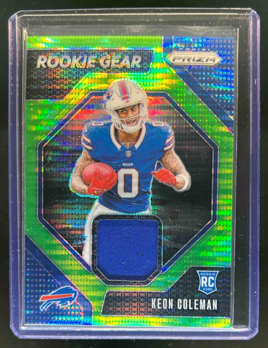 2024 Prizm Keon Coleman Rookie Gear RC Jersey Neon Green Pulsar #RG-KCN Bills