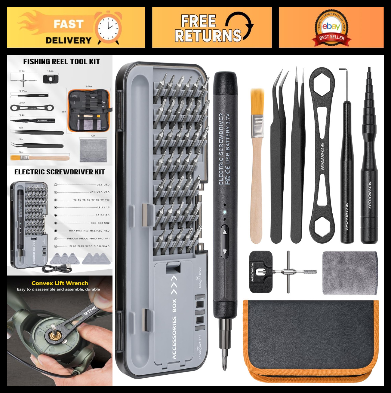 Fishing Reel Maintenance Kit - Repair Tool Set, Cleaning Kit