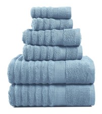 Bath Towel Set 6 Piece 100 Cotton Soft Absorbent Blue