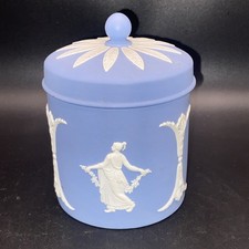 Small Sweet Or Tobacco Jar Wedgwood Blue Jasperware