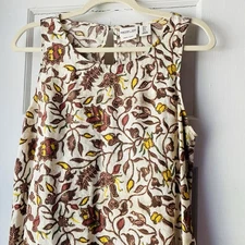 Rachel Zoe Women’s 100% Linen Fall Floral Sleeveless Shift Tank Dress S Peasant