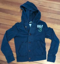 Abercrombie Kids Youth Y2K Button Front Hooded Muscle Sweater Size Medium Blue