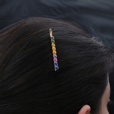 Accessoire pince à cheveux multi saphir naturel 3,12 ct or massif jaune 14 carats bijoux