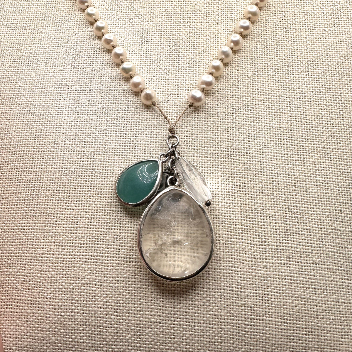 SILPADA Necklace Oh So Pretty Sterling Silver Pearl Quartzite Rock Crystal N2108 View 2
