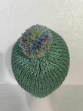 Beanie Is A Lighter Shade Of Green With A Variegated Pom