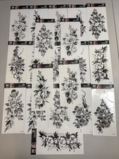 Temporary Tattoos Lot Of 20 Black  White Yuanhua Non Toxic Waterproof Floral
