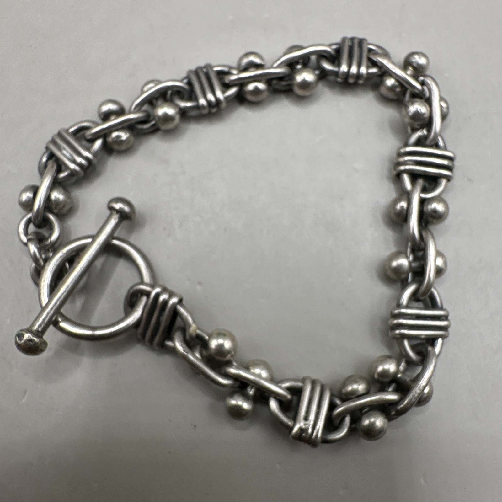 Solid Brutalist Design Sterling Silver Bracelet 7… - image 5