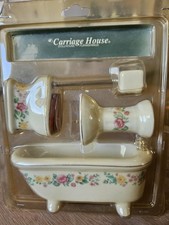 VTG Miniaturowy porcelanowy domek dla lalek Zestaw łazienkowy wiktoriański 