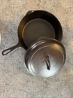 Vintage GRISWOLD Cast Iron #8 Small Logo Chicken Fryer With Matching Lid