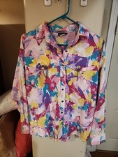 ROUGHRIDER WOMEN'S WESTERN BUTTON CONCHO CAPED SHIRT..XL MADE IN USA
