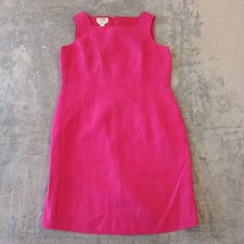 Talbots Petites Dress Size 10 Pink Irish Linen Sheath Lined Slit Altered Hem