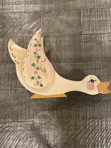 Vintage Handmade Wooden Goose -Country Style Hand Painted