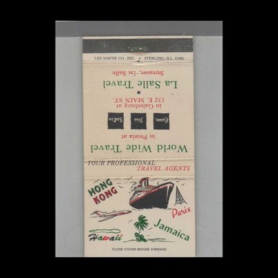 Matchbook Cover World Wide Travel Peoria, IL