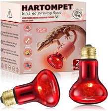 75W Infrared Basking Spot Light Bulbs for Reptiles Amphibians Red Heat La...