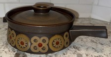 Vintage Denby Arabesque Samarkand Brown 2qt Handle Casserole Dish Lid Stoneware