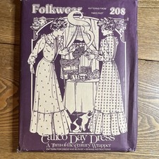 Folkwear 208 Calico Day Dress Turn-of-the-Century Wrapper Sewing Pattern S-L