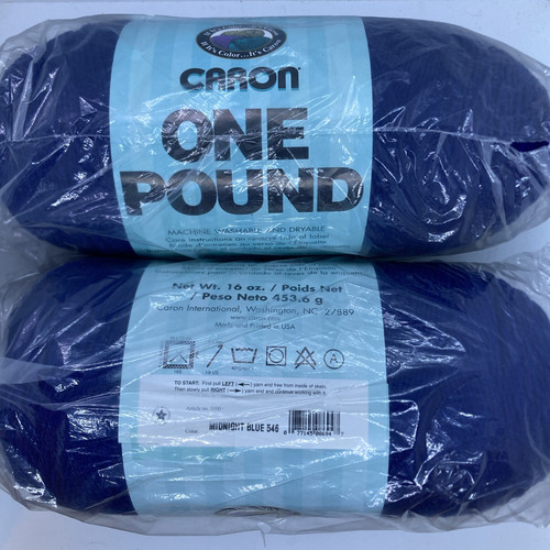 (2) CARON Ein Pfund Garn MIDNIGHT BLUE - Acryl - 16 Unzen/453,6 g/812 Yard - Bild 1 von 3