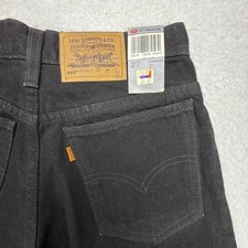 Vintage 90s Levis 550 Relaxed Fit Student Jeans Black Orange Tab 27x30 NOS NWT