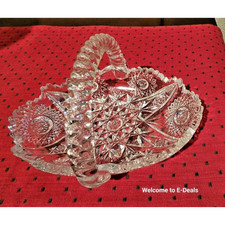 ABP American Brilliant Period Cut Glass Crystal Twisted Handle Basket Bowl