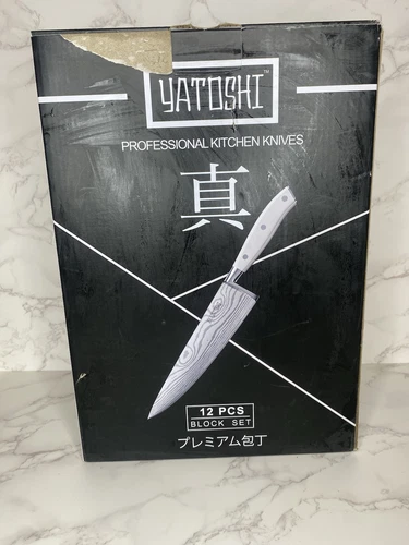Yatoshi 12 PCS Black Knife Block Set - Pro Kitchen Knife Set Ultra Sharp
