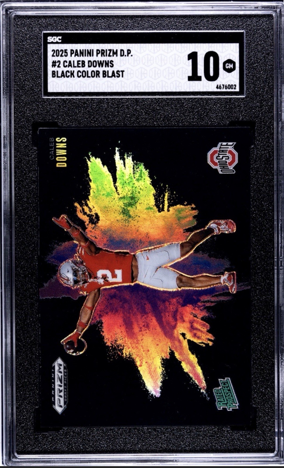 Caleb Downs Dallas Cowboys  Panini Prizm Black Color Blast  SGC 10