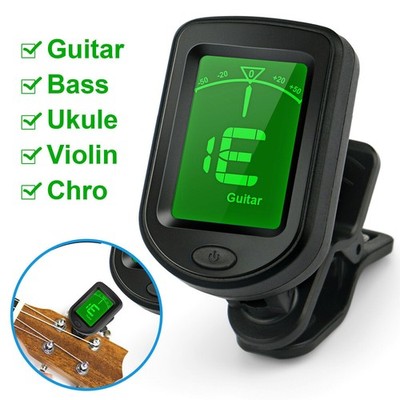 1/4PK Clip-On LCD Clip-on Digital Tuner for Guitar Bass Violin Ukulele Chromatic