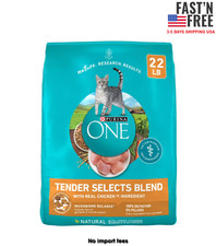 Purina ONE Tender Select Blends Dry Cat Food, Chicken, 22 lb Bag