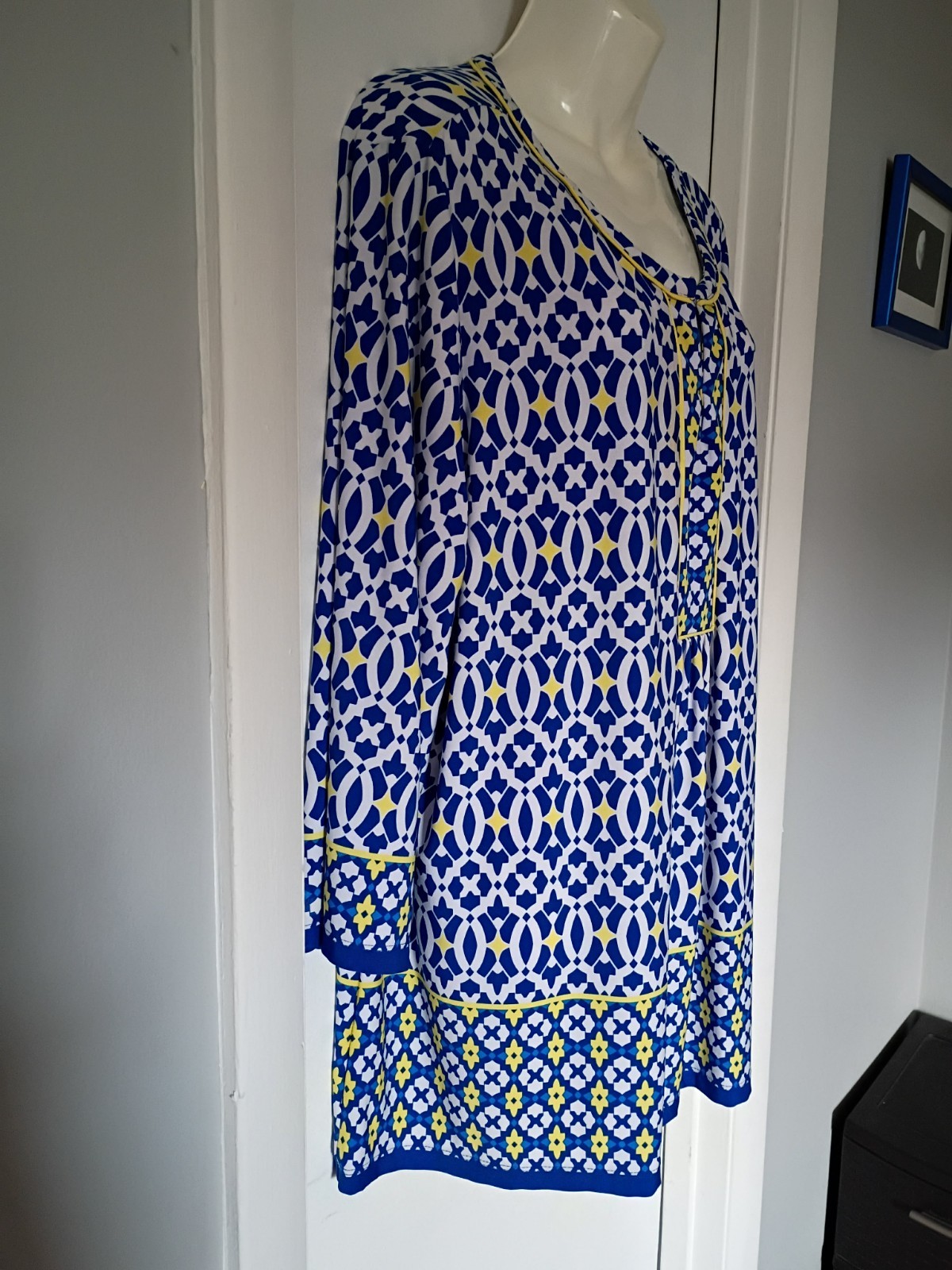 Ruby RD. Blue Yellow Mediterranean Long Tunic Blo… - image 7