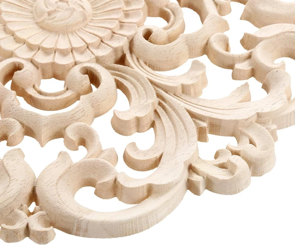 4 calcomanías de esquina talladas en madera sin pintar con apliques marco muebles decoración hágalo usted mismo Foto 3 de 4