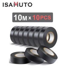 10pcs, Black, 10M Electrical Tape Wire Harness Wiring auto truck