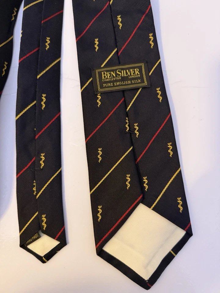 Corbata de seda Ben Silver Charleston London Royal Army Medical Corps 3 1/4X57 Foto 3 de 4