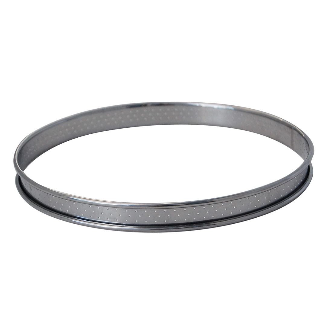 Cercle à tartelette perforé en acier inoxydable assurant une cuisson homogène