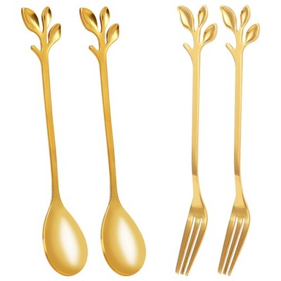 Tableware  Coffee Spoon Fork,4 Pack(2 Spoons 2 Forks) Little8221