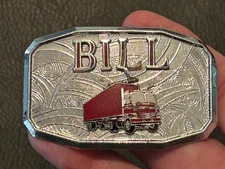 Vintage " BILL" SEMI-TRUCK BELT BUCKLE, HOOK-FAST reg.pat.off.