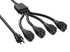 20in 1x NEMA 5-15P to 4 x NEMA 5-15R Power Extension Cord Splitter Cable 14 A...