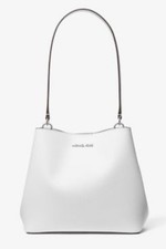 Michael Kors Pratt Medium Leather Shoulder Bag Optic White New With Tags