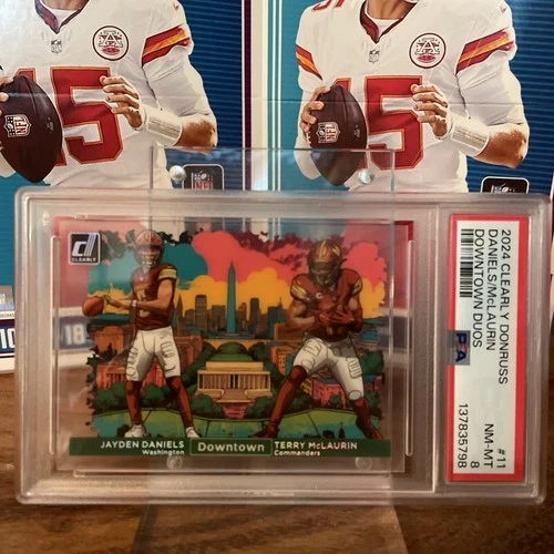 2024 Clearly Donruss Jayden Daniels Terry McLaurin Dual Downtown Rookie PSA 8