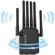 WiFi Extender Booster WiFi Booster Range Extender with 6 Powerful Antennas 2 LAN