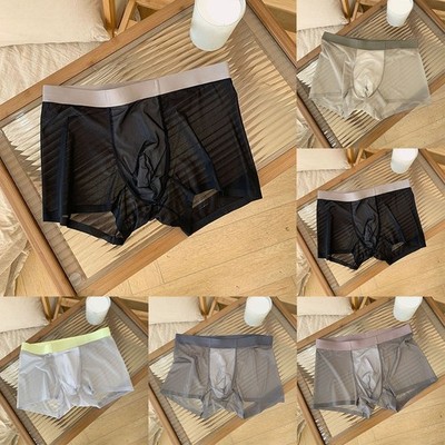 Herren Ultradünne Ice Silk Seamless Trunks Bulge Pouch Schnelltrocknend Boxershorts