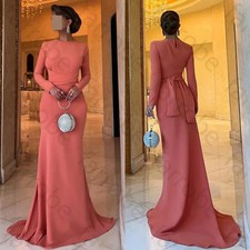 Elegant Coral Pink Mother of The Bride Dresses Jewel Neck Wedding Guest Dress