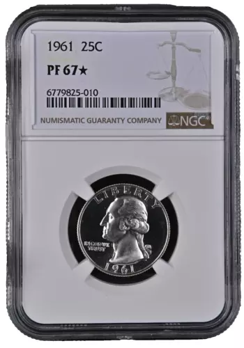 1961 SILVER PROOF WASHINGTON QUARTER 25C U.S COIN NGC PF 67* STAR
