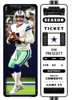 2022 PANINI CONTENDERS SEASONN TICKET DAK PRESCOTT FOOTBALL CARD #27