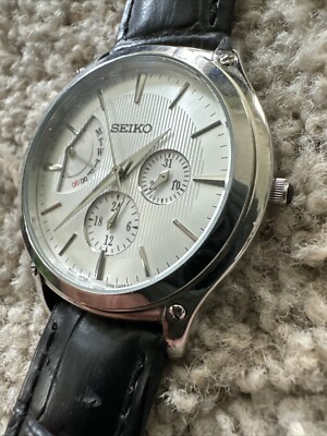 SEIKO 5Y66-0AB0 Silver Day Date Men's Quartz Watch JAPAN Estate