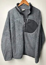 Nike Men's Large ACG Deep Pile Zip Up Fleece Sherpa Jacket Vintage Gray Black