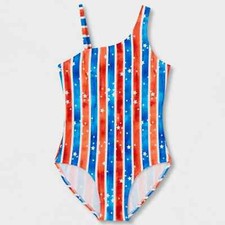 Cat  Jack Girls Sleeveless Striped One Piece Swimsuit Multicolor M 7/8 NWT