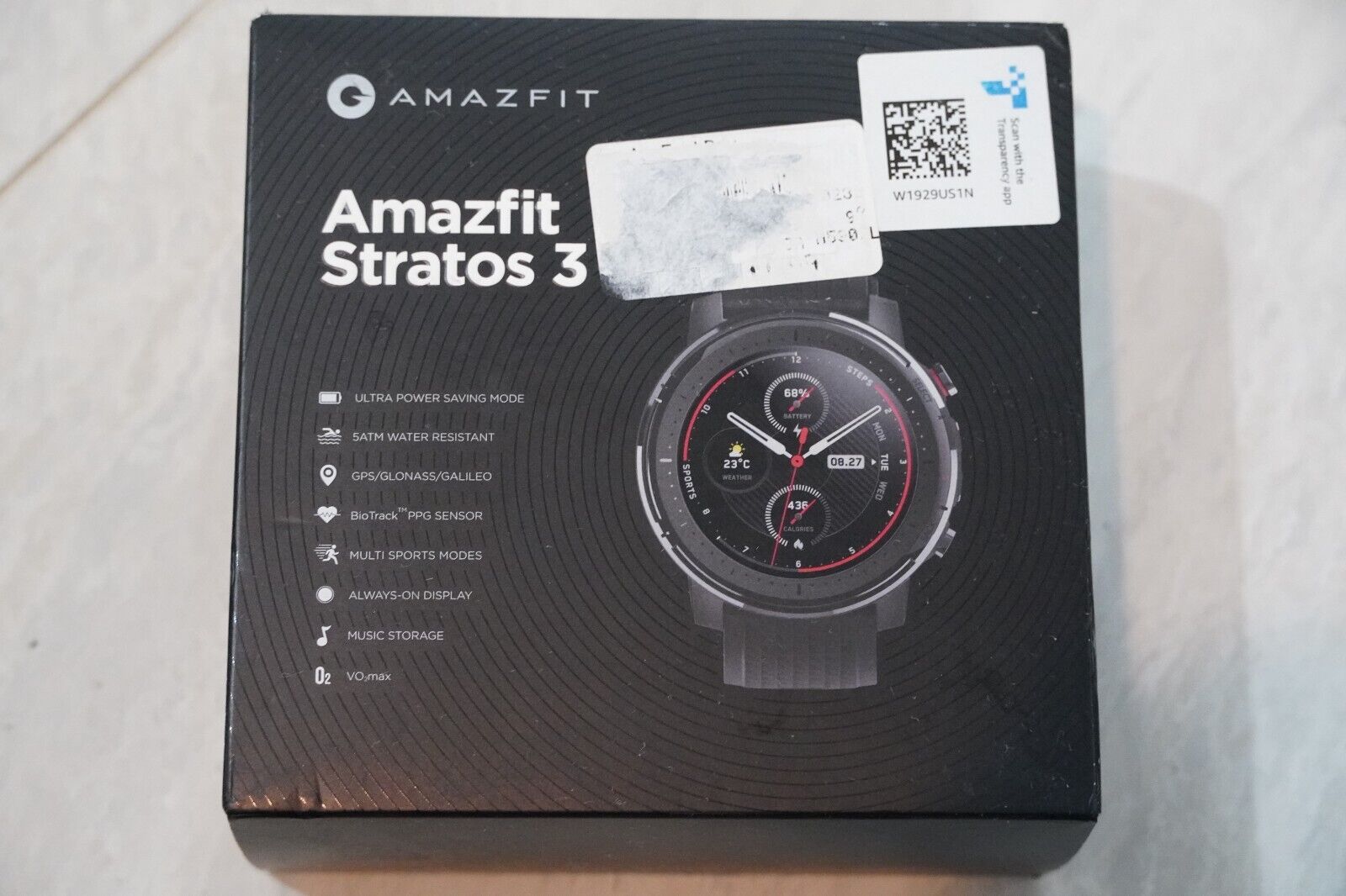 Amazfit STRATOS 3 GPS Sports Smartwatch Black Model A1929 for sale online