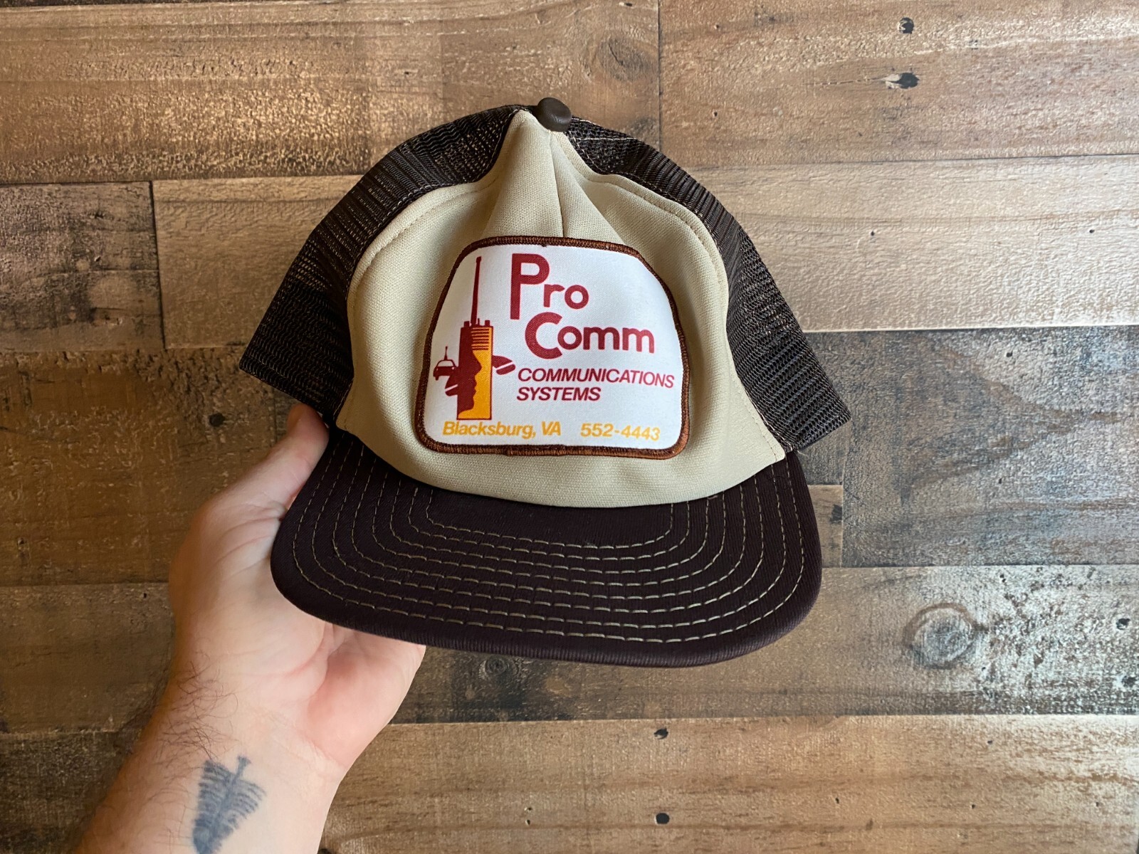 Pro Comm Snapback Hat VTG Patch Cap Trucker Black… - image 1