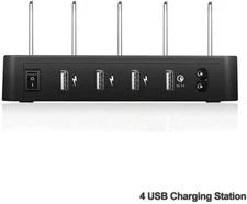 4-Port USB Charging Hub Station Dock for Smart Phones, Tablets w/Charging Cables