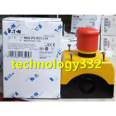 1PC NEW EATON MOELLER M22-PV/KC11/IY Emergency stop button box #MX